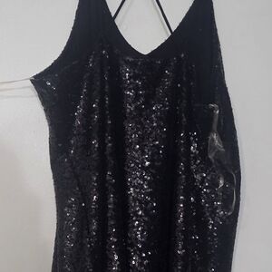 Shinestar Black Sequin Mini Dress